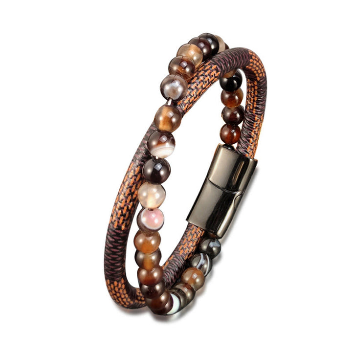 Buddha Stones Pulsera de cuero trenzado de doble vuelta Sardonyx Success - image 4