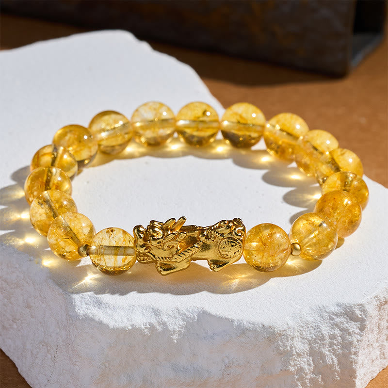 Buddha Stones Pulsera de citrino natural PiXiu para la prosperidad - image 1