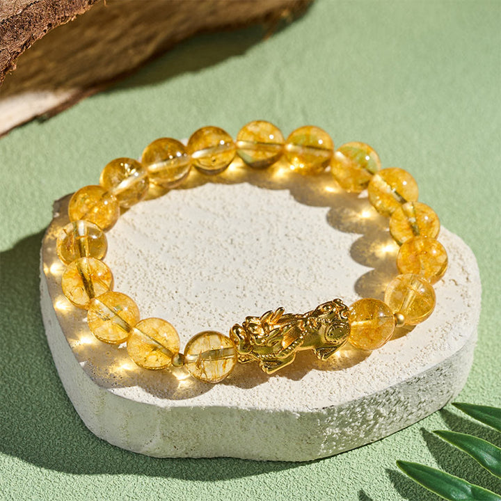 Buddha Stones Pulsera de citrino natural PiXiu para la prosperidad - image 2