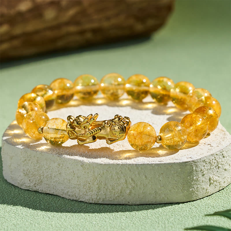 Buddha Stones Pulsera de citrino natural PiXiu para la prosperidad - image 3
