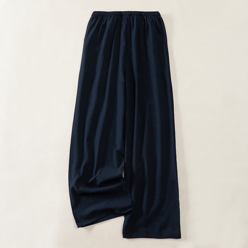 Buddha Stones Pantalones de mujer de pierna ancha con bolsillos y diseño sencillo con cordón ajustable. - image 1