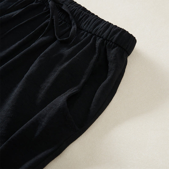Buddha Stones Pantalones de mujer de pierna ancha con bolsillos y diseño sencillo con cordón ajustable. - image 10
