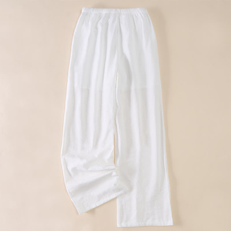 Buddha Stones Pantalones de mujer de pierna ancha con bolsillos y diseño sencillo con cordón ajustable. - image 19
