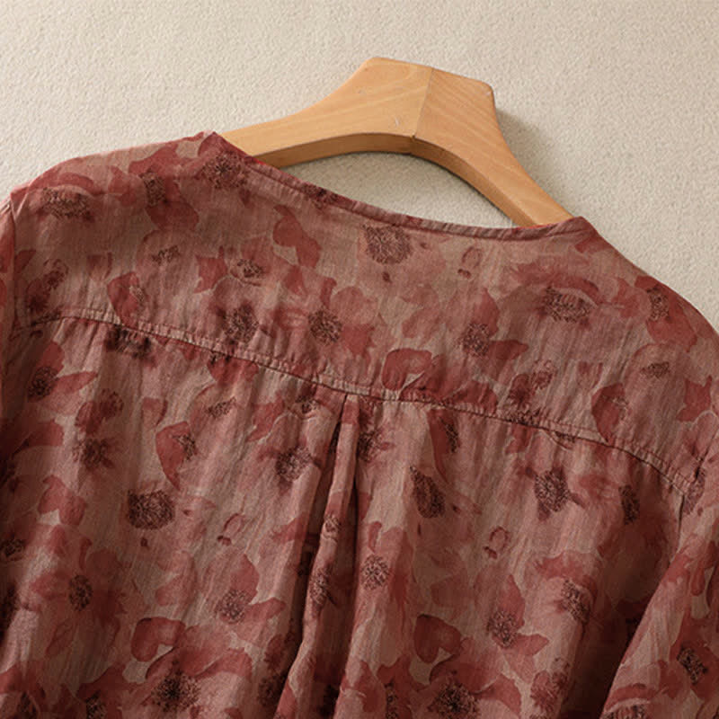 Buddha Stones Camiseta de mujer Commute con cuello redondo, diseño plisado y mangas cortas abullonadas. - image 15