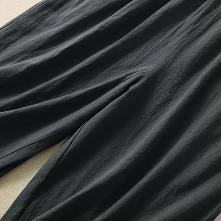 Buddha Stones Pantalones capri de algodón de talle alto y pierna ancha con bolsillos para mujer. - image 21