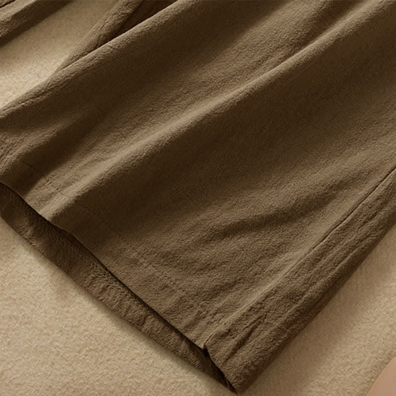 Buddha Stones Pantalones capri de algodón de talle alto y pierna ancha con bolsillos para mujer. - image 6