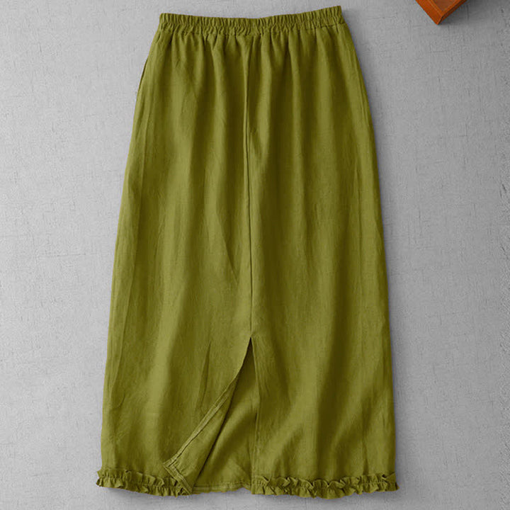 Buddha Stones Falda capri para mujer con forro, cintura elástica, bajo plisado y bolsillos. - image 1