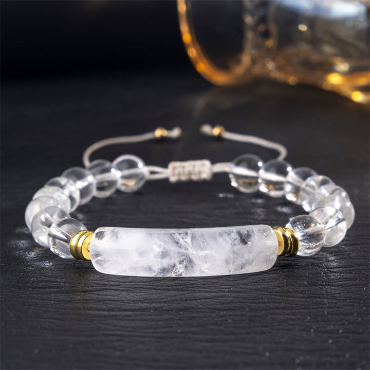 Buddha Stones Pulsera de transformación positiva con aventurina verde amatista, ojo de tigre y cuarzo fresa - Cuarzo transparente (circunferencia de la muñeca: 14-18 cm) - image 23