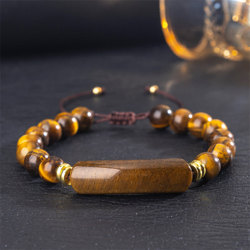 Buddha Stones Pulsera de transformación positiva con aventurina verde amatista, ojo de tigre y cuarzo fresa - Ojo de tigre (circunferencia de la muñeca: 14-18 cm) - image 7