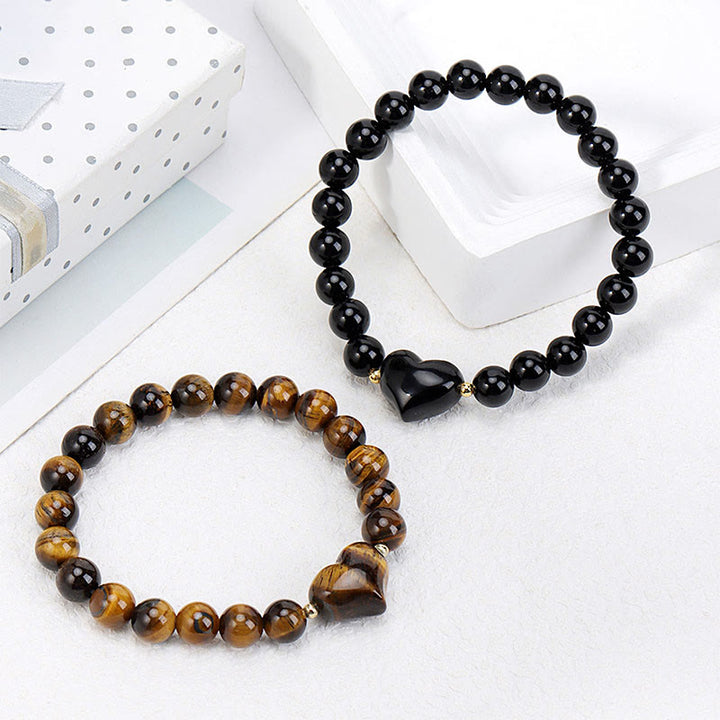 Buddha Stones Pulsera espiritual de corazón de amor con aventurina verde amatista natural, ojo de tigre y cuarzo fresa. - image 41