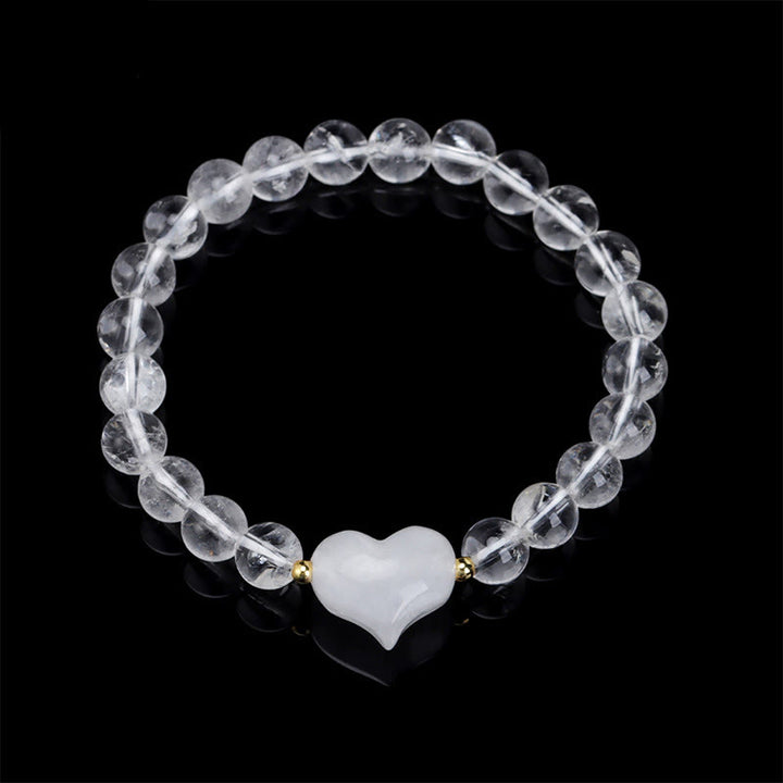 Buddha Stones Pulsera espiritual de corazón de amor con aventurina verde amatista natural, ojo de tigre y cuarzo fresa. - Cristal blanco (circunferencia de la muñeca: 14-16 cm) - image 33