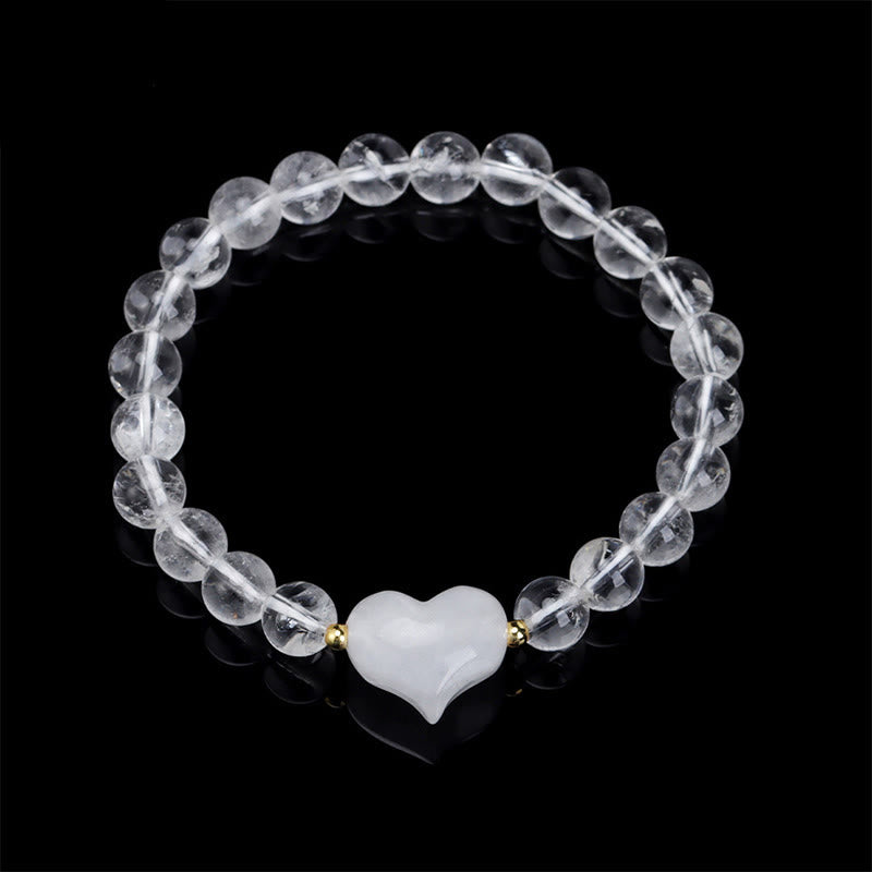 Buddha Stones Pulsera espiritual de corazón de amor con aventurina verde amatista natural, ojo de tigre y cuarzo fresa. - Cristal blanco (circunferencia de la muñeca: 14-16 cm) - image 31