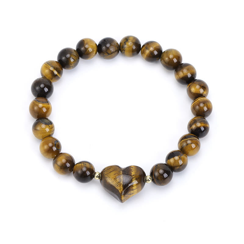Buddha Stones Pulsera espiritual de corazón de amor con aventurina verde amatista natural, ojo de tigre y cuarzo fresa. - Ojo de tigre (circunferencia de la muñeca: 14-16 cm) - image 29