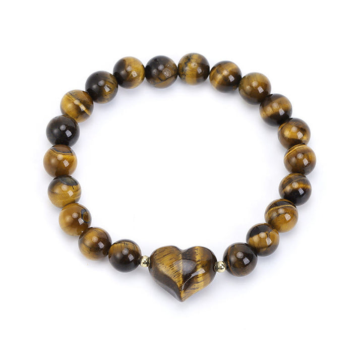 Buddha Stones Pulsera espiritual de corazón de amor con aventurina verde amatista natural, ojo de tigre y cuarzo fresa. - Ojo de tigre (circunferencia de la muñeca: 14-16 cm) - image 29