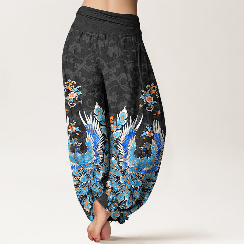 Buddha Stones Pantalones harem de mujer con cintura elástica y estampado de flores de durazno de Cotton Phoenix - image 6