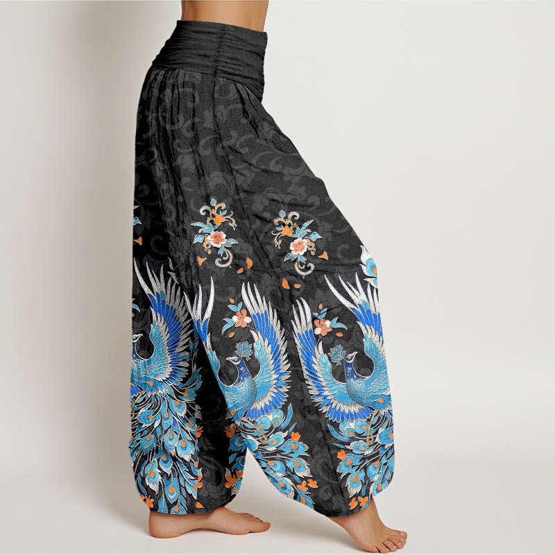 Buddha Stones Pantalones harem de mujer con cintura elástica y estampado de flores de durazno de Cotton Phoenix - image 7