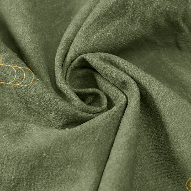 Buddha Stones Pantalones de mujer de algodón puro con estampado de olas y peces koi, cintura elástica y bolsillos. - image 3