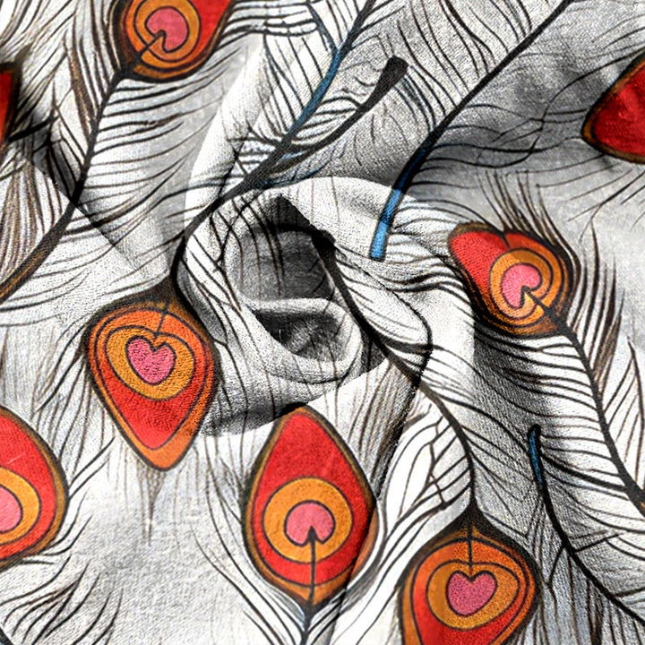 Buddha Stones Pantalones de mujer de algodón puro con estampado de corazón de pavo real, cintura elástica y bolsillos. - image 5