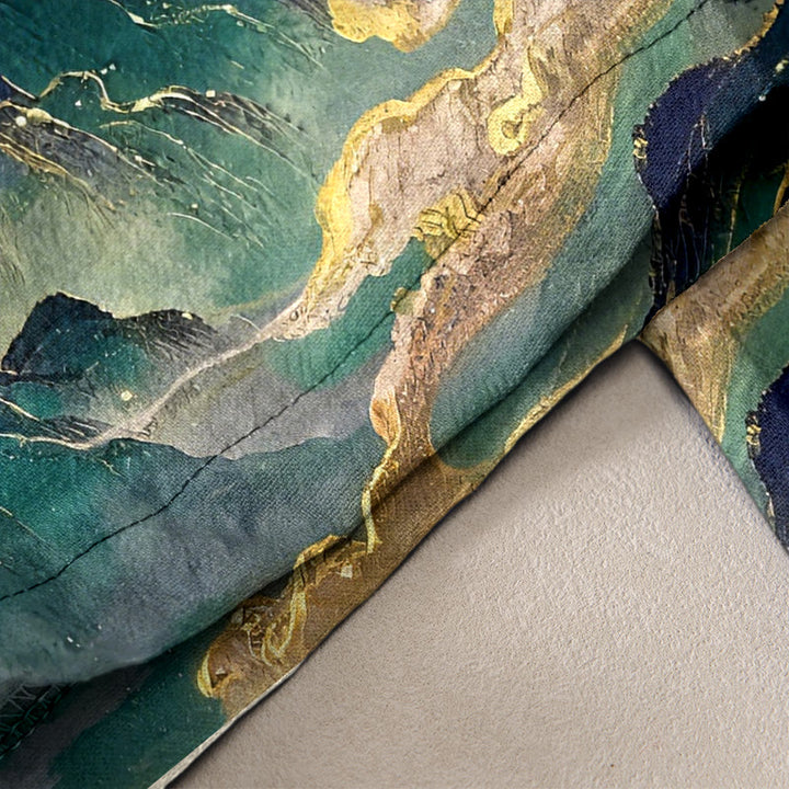 Buddha Stones Pantalones de mujer de algodón puro con estampado de grullas, nubes y montañas, cintura elástica y bolsillos. - image 6
