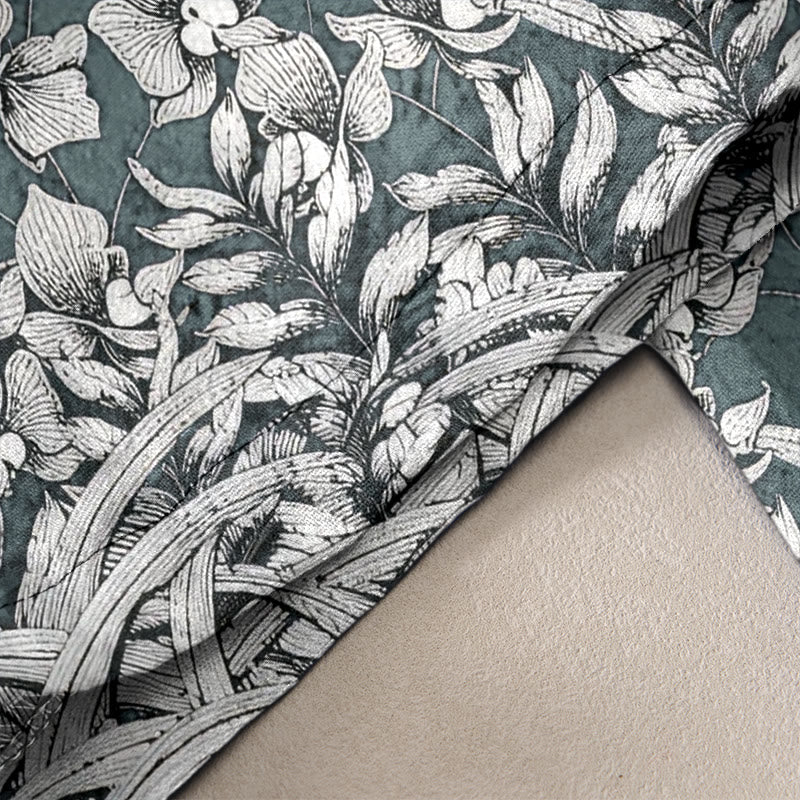 Buddha Stones Pantalones de mujer de algodón puro con estampado de pétalos de flores, cintura elástica y bolsillos. - image 2