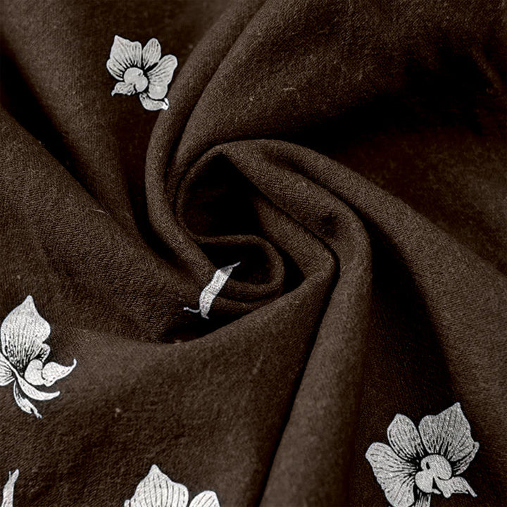 Buddha Stones Pantalones de mujer de algodón puro con estampado de pétalos de flores, cintura elástica y bolsillos. - image 7