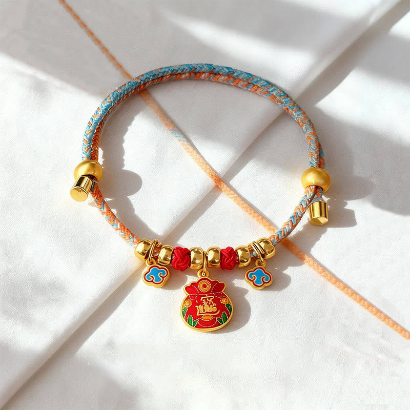 Buddha Stones Collar ajustable para mascotas, para gatos y perros, con diseño de cuentas trenzadas y coloridas, trenzado y con forma de personaje. - Bolsa de dinero - 40-50 cm - image 4