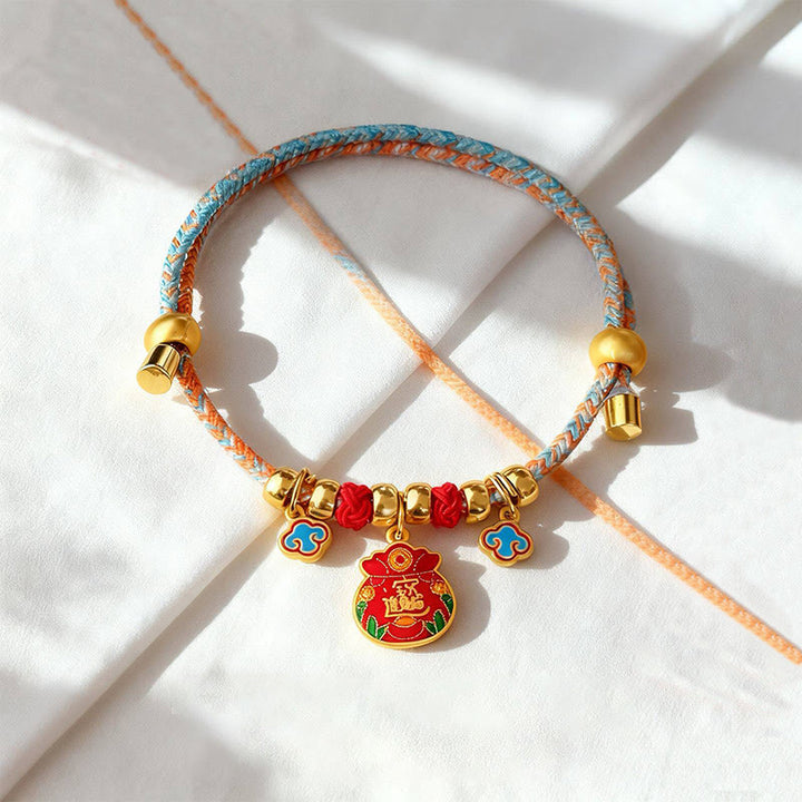 Buddha Stones Collar ajustable para mascotas, para gatos y perros, con diseño de cuentas trenzadas y coloridas, trenzado y con forma de personaje. - Bolsa de dinero - 40-50 cm - image 4