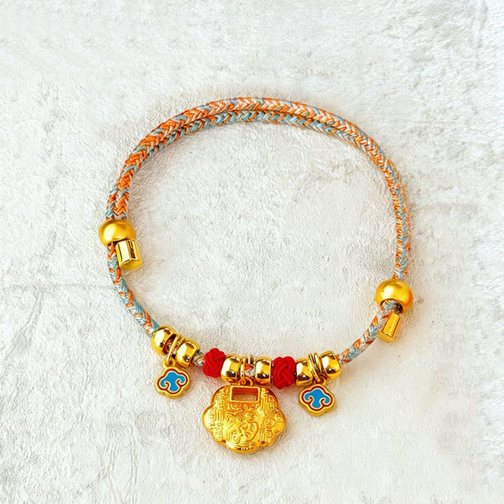 Buddha Stones Collar ajustable para mascotas, para gatos y perros, con diseño de cuentas trenzadas y coloridas, trenzado y con forma de personaje. - Candado de cien bendiciones - 40-50 cm - image 7