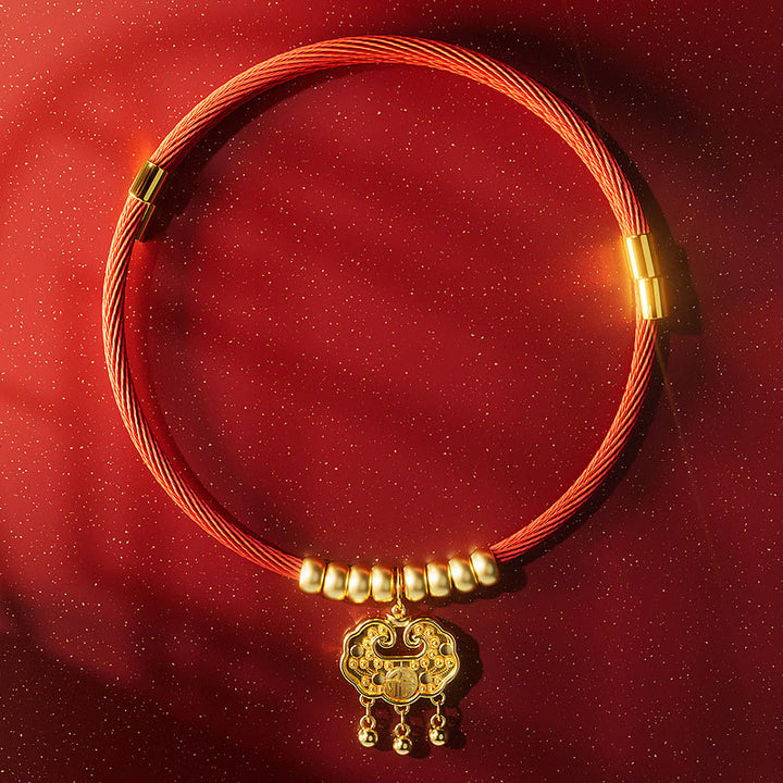 Buddha Stones Collar ajustable para mascotas, para gatos y perros, con cuentas rojas y diseño de personajes de la suerte. - Cerradura de cuentas doradas - 25-50 cm - image 12