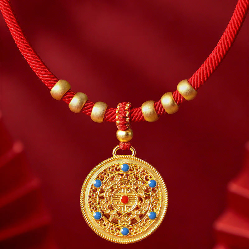 Buddha Stones Collar ajustable para mascotas con brújula, cuentas y forma de calabaza, fabricado con hilo rojo, para gatos y perros. - image 8