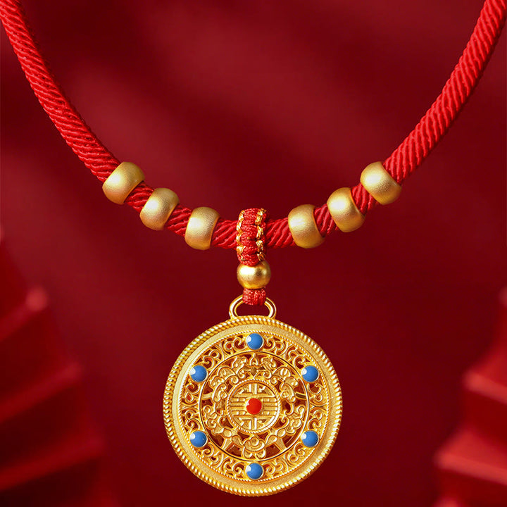 Buddha Stones Collar ajustable para mascotas con brújula, cuentas y forma de calabaza, fabricado con hilo rojo, para gatos y perros. - image 8