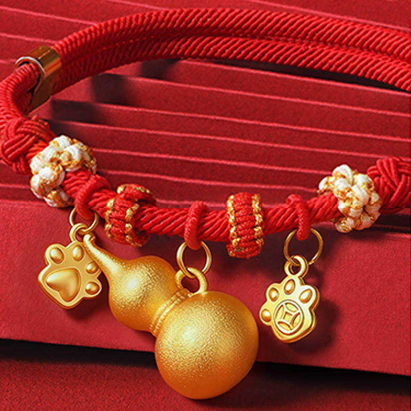 Buddha Stones Collar ajustable para mascotas con brújula, cuentas y forma de calabaza, fabricado con hilo rojo, para gatos y perros. - image 3