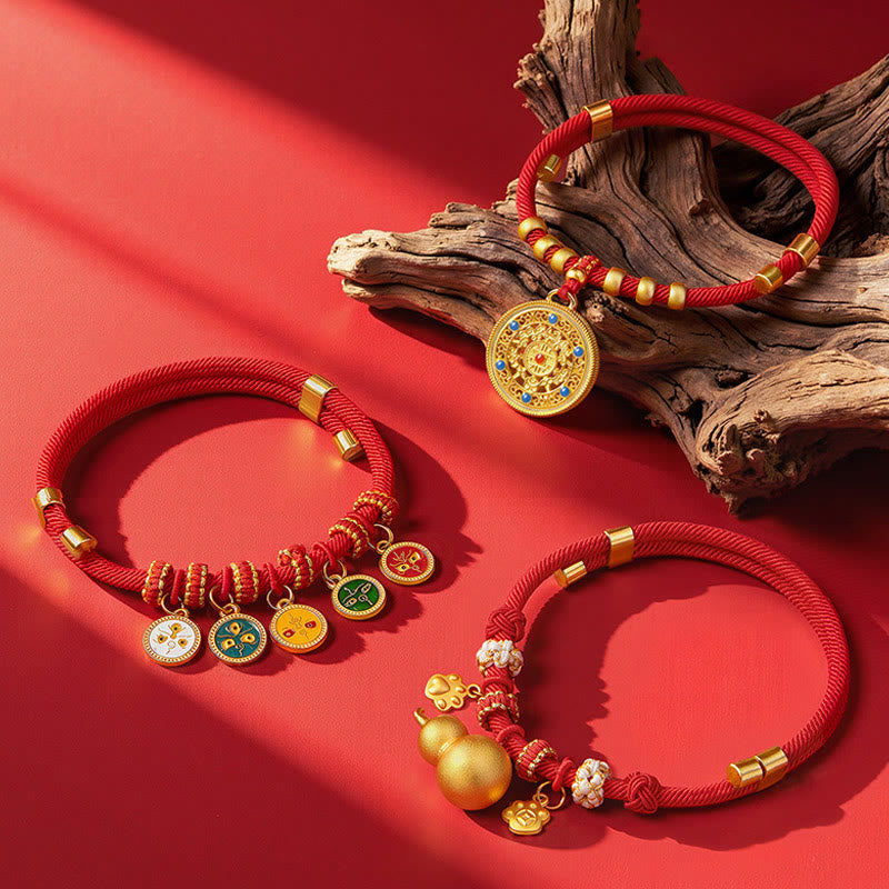 Buddha Stones Collar ajustable para mascotas con brújula, cuentas y forma de calabaza, fabricado con hilo rojo, para gatos y perros. - image 16