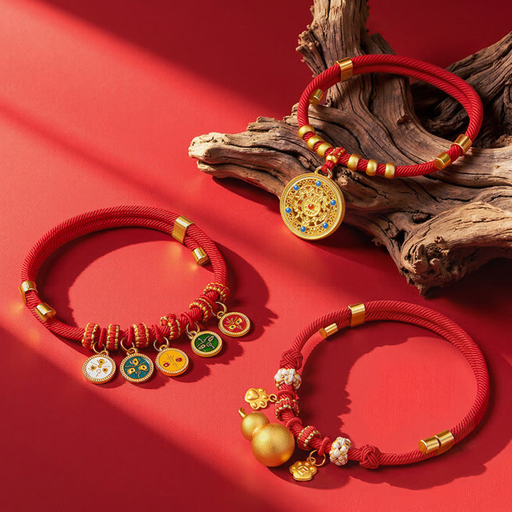 Buddha Stones Collar ajustable para mascotas con brújula, cuentas y forma de calabaza, fabricado con hilo rojo, para gatos y perros. - image 16