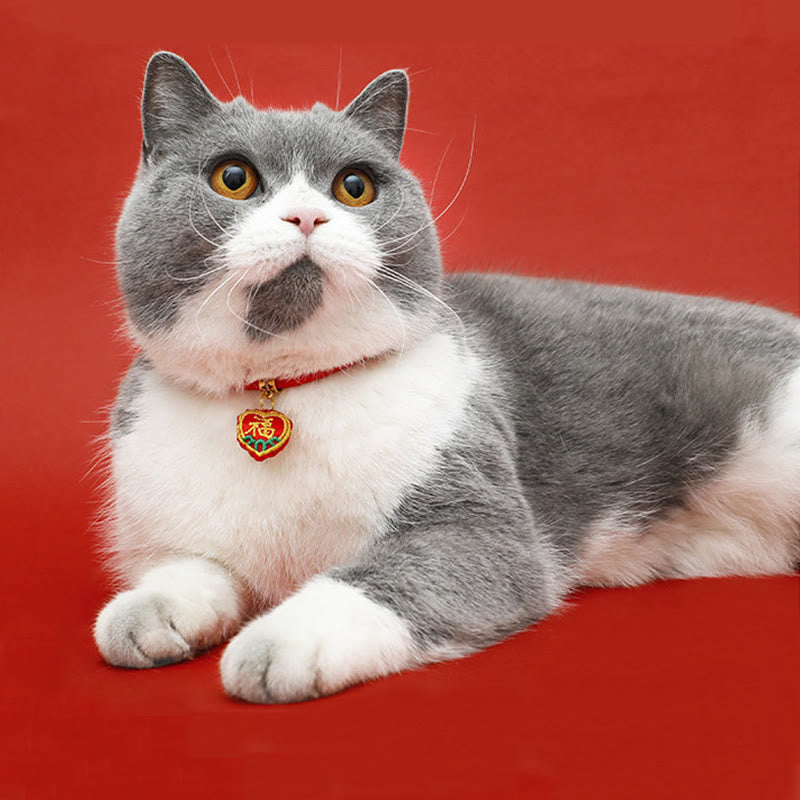 Buddha Stones Collar ajustable para mascotas, para gatos y perros, con bordado trenzado de hilo rojo y diseño de tigre. - image 13