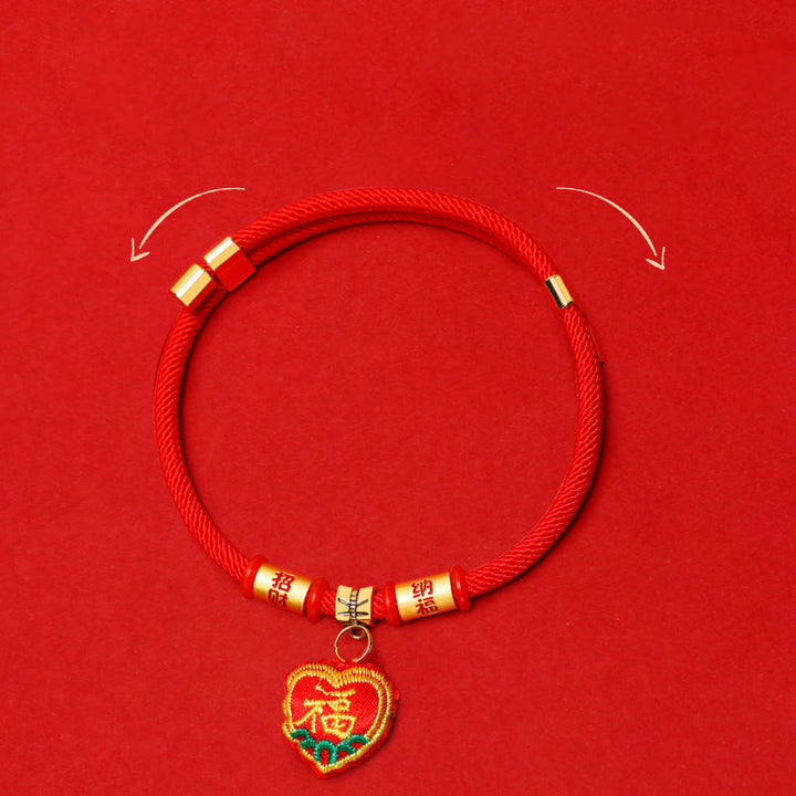 Buddha Stones Collar ajustable para mascotas, para gatos y perros, con bordado trenzado de hilo rojo y diseño de tigre. - image 15