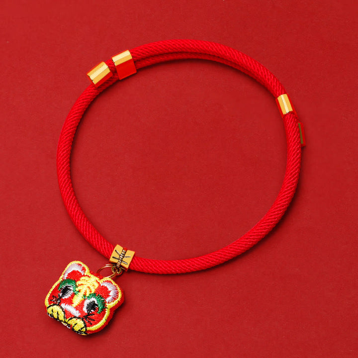 Buddha Stones Collar ajustable para mascotas, para gatos y perros, con bordado trenzado de hilo rojo y diseño de tigre. - Tigre - 26-44 cm - image 10