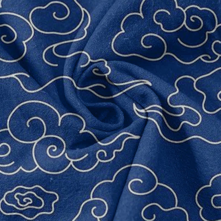 Buddha Stones Camisa de manga corta con medio botón y estampado de nubes de algodón para hombre - image 4