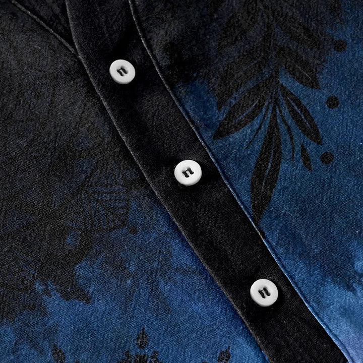 Buddha Stones Camisa de manga corta con medio botón y estampado de mandala de algodón para hombre - image 3
