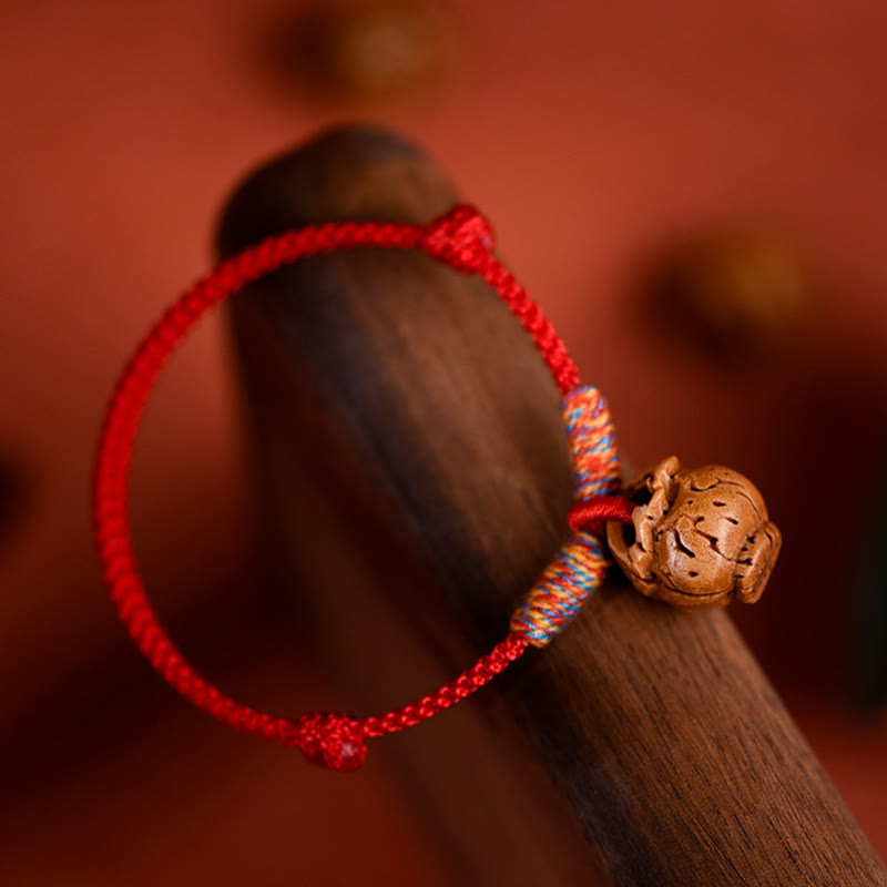 Buddha Stones Collar ajustable para gatos y perros con cordón rojo trenzado de hueso de melocotón. - image 4