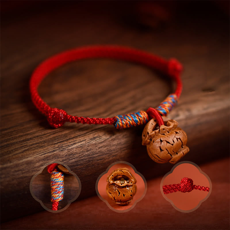 Buddha Stones Collar ajustable para gatos y perros con cordón rojo trenzado de hueso de melocotón. - image 7