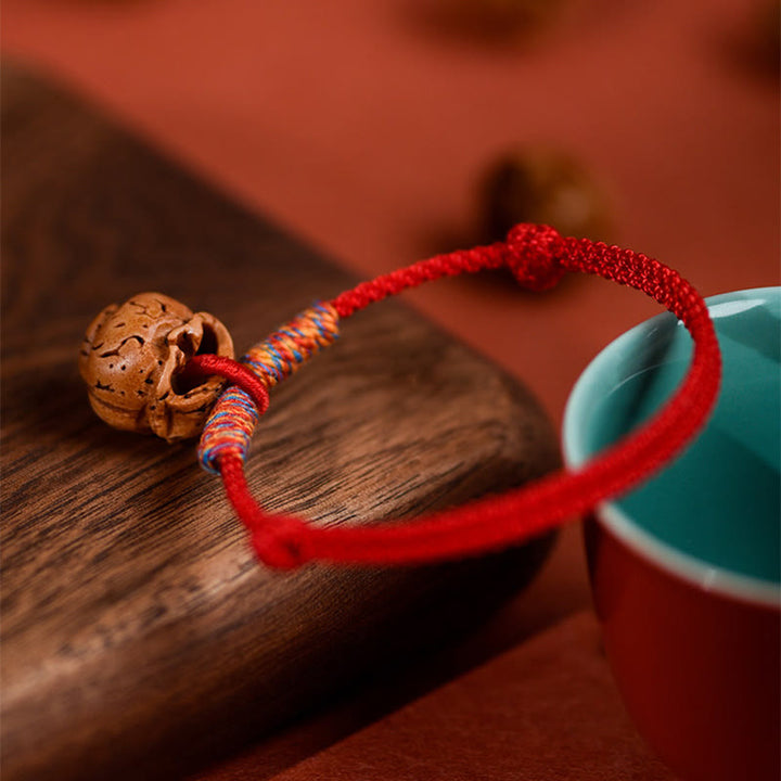 Buddha Stones Collar ajustable para gatos y perros con cordón rojo trenzado de hueso de melocotón. - image 8