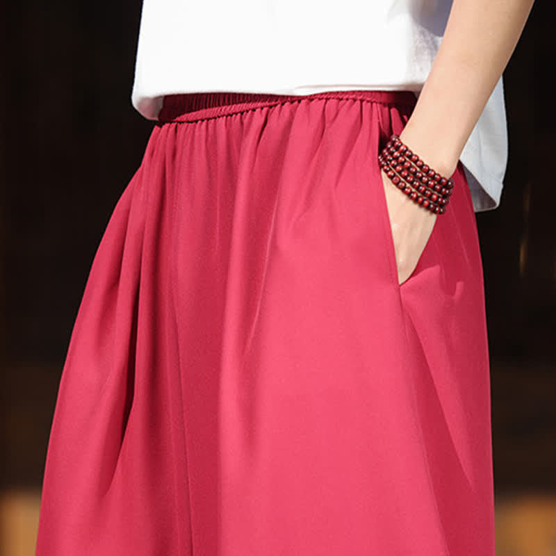 Buddha Stones Pantalones de hombre de algodón con dobladillo bordado, cintura elástica, pernera ancha y bolsillos, ideales para el verano. - image 13