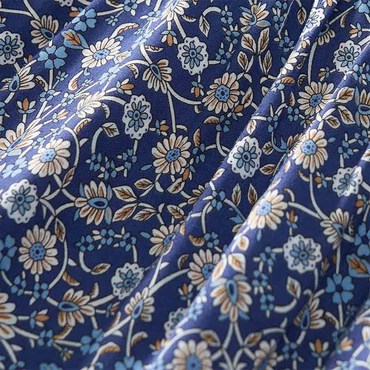 Buddha Stones Minivestido de mujer de algodón con estampado floral paisley estilo boho otoñal, mangas tres cuartos, mangas abullonadas y cuello con lazo. - image 5