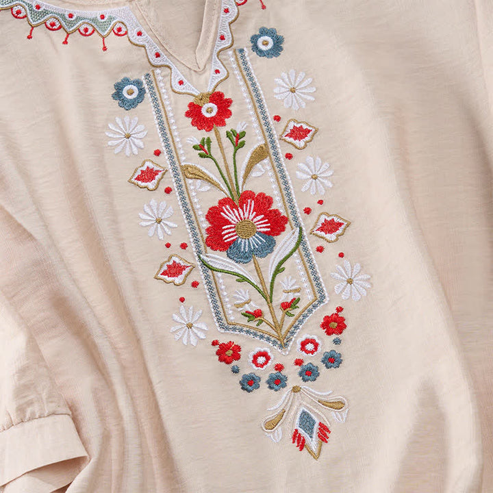 Camisetas de manga tres cuartos para mujer con bordado de Buddha Stones y estilo bohemio primaveral. - image 16
