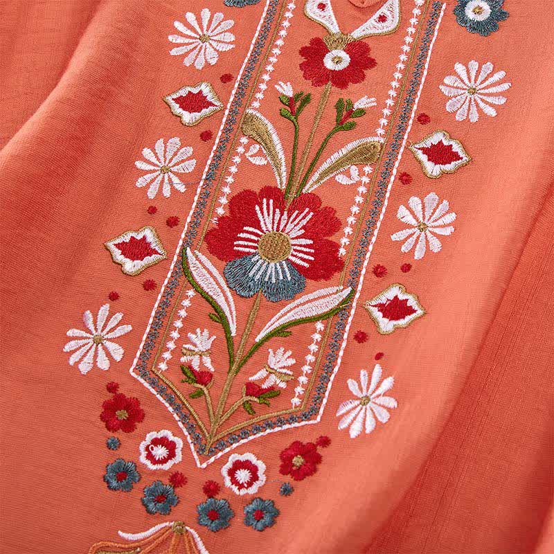Camisetas de manga tres cuartos para mujer con bordado de Buddha Stones y estilo bohemio primaveral. - image 4
