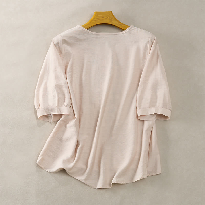 Camisetas de manga tres cuartos para mujer con bordado de Buddha Stones y estilo bohemio primaveral. - image 14