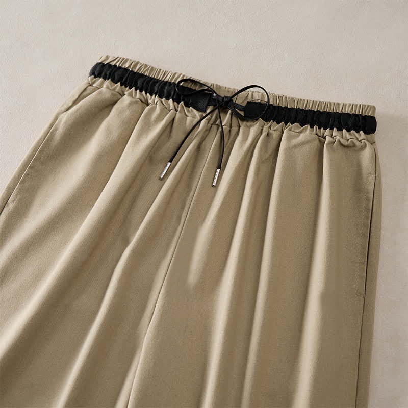 Buddha Stones Pantalones de mujer de algodón con cordón ajustable, corte cropped y pernera ancha, con bolsillos, ideales para el día a día. - image 6