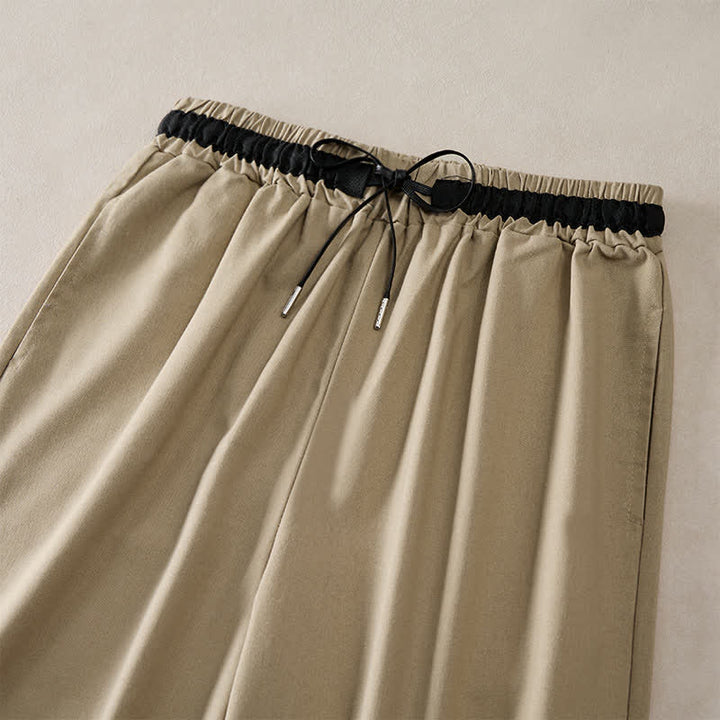 Buddha Stones Pantalones de mujer de algodón con cordón ajustable, corte cropped y pernera ancha, con bolsillos, ideales para el día a día. - image 6