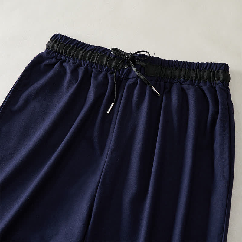 Buddha Stones Pantalones de mujer de algodón con cordón ajustable, corte cropped y pernera ancha, con bolsillos, ideales para el día a día. - image 12